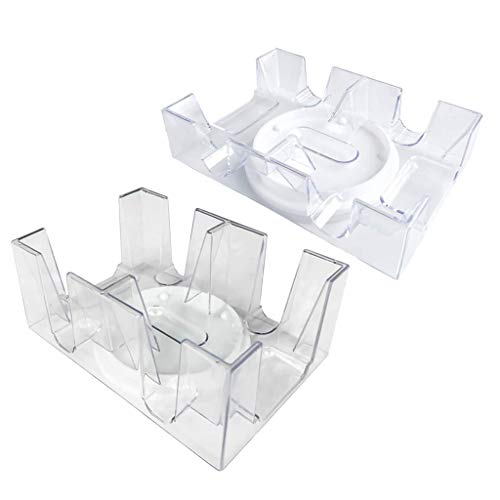 S-TROUBLE Caja de Cartas de póquer Transparente de 2/6 Cubiertas, Soporte para Cartas de Juego para PC con Bandeja giratoria, Accesorios para Juegos de Mesa para Fiestas de Casino