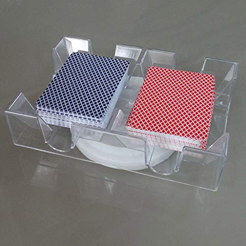 S-TROUBLE Caja de Cartas de póquer Transparente de 2/6 Cubiertas, Soporte para Cartas de Juego para PC con Bandeja giratoria, Accesorios para Juegos de Mesa para Fiestas de Casino