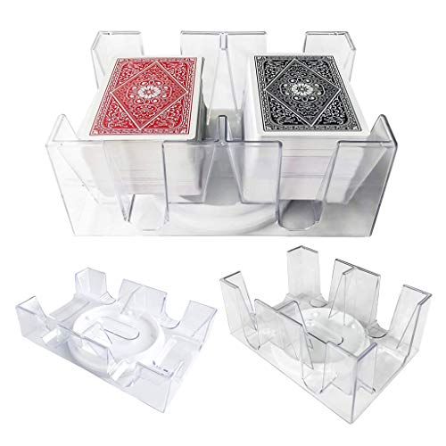 S-TROUBLE Caja de Cartas de póquer Transparente de 2/6 Cubiertas, Soporte para Cartas de Juego para PC con Bandeja giratoria, Accesorios para Juegos de Mesa para Fiestas de Casino