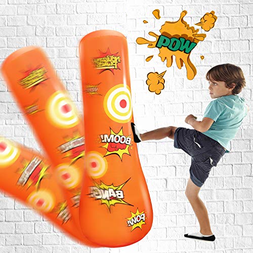 Saco de Boxeo Inflable para Nios de la Novedad Place - 4 pies de Altura Buddy - Hit & Bounce Back Air Bop Toy Diversión para Todas Las Edades Ni?os Ni?as Fitness y Alivio del estrés