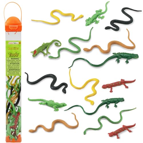 Safari Ltd. 16 Figuras en Miniatura de Reptiles | Figuras en Miniatura de Lagartos y Serpientes | No tóxico y Libres de BPA | Adecuadas para Edades de 3