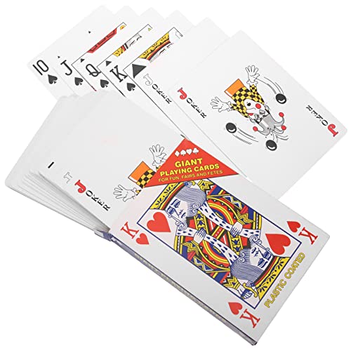 SAFIGLE 1 Juego De Cartas Gigantes Barajas De Cartas De Gran Tamaño Baraja De Cartas Enorme Y Grande Baraja De Cartas Gigante Cartas De Póquer Pokeno Accesorios De Póquer Papel