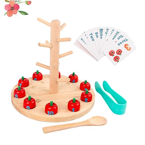 SAFIGLE 1 Juego De Material Didáctico Árbol Frutal Manzano Juguete Rompecabezas para Niños Pequeños Juego Infantil Poste De Madera Juguetes De Madera para Niños Juguete De Madera