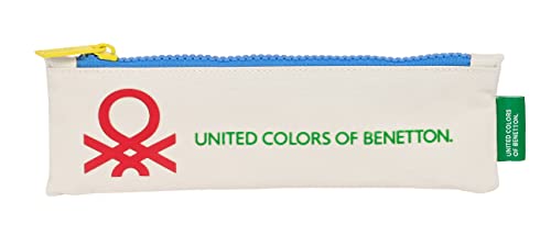 Safta BENETTON Topitos - Estuche Escolar, Estuche Infantil, Estuche Niño, Ideal para Niños de 5 a 14 Años, Cómodo y Versátil, Calidad y Resistencia, 20x60 cm, Color Blanco roto