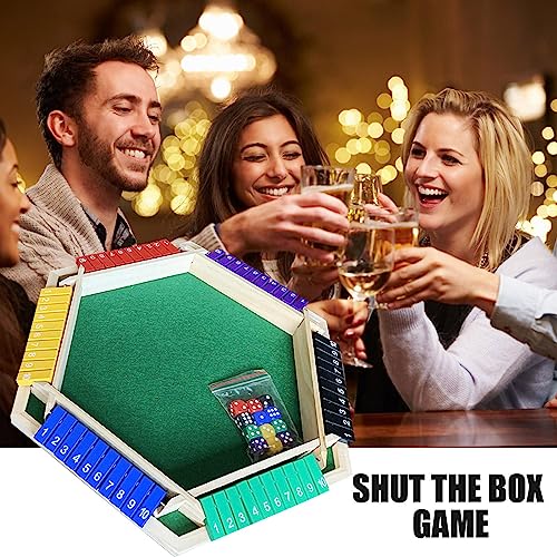 Samuliy Juego Shut The Box para 1-6 Jugadores - Juego Shut The Box Dice - Juego Shut The Box Dice - 1-6 Jugadores con Dados De Colores para Adultos - Picnic, Fiesta, Aula, Regalo De Cumpleaños