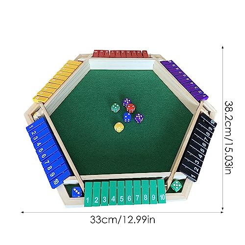 Samuliy Juego Shut The Box para 1-6 Jugadores - Juego Shut The Box Dice - Juego Shut The Box Dice - 1-6 Jugadores con Dados De Colores para Adultos - Picnic, Fiesta, Aula, Regalo De Cumpleaños