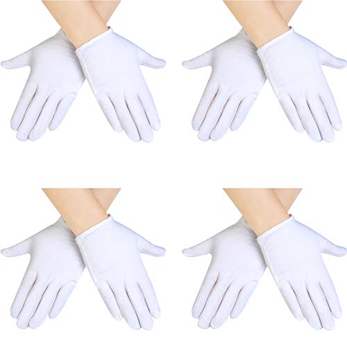 SATINIOR Guantes de Algodón de Halloween de Niños Blancos Guantes de Vestir Traje de Cosplay Guantes Formales de Muñeca (4 Pares)