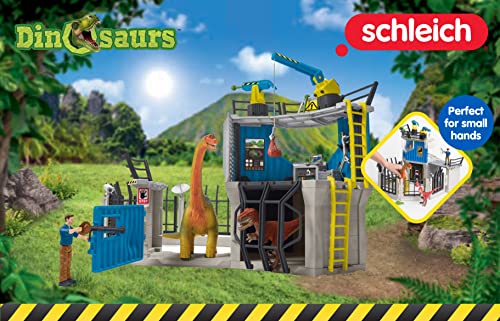 schleich DINOSAURS 41462 — Estación de Investigación de Dinosaurios, 62 Piezas—Incluye 2 Dinosaurios de Juguetes, Investigadora y Accesorios—Juguetes de Dinosaurios—Juguetes para Niños de 4 Años o Más