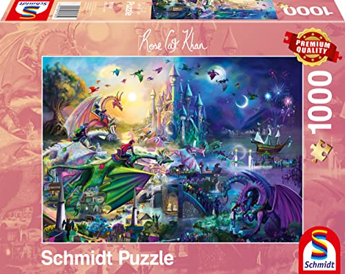 Schmidt Spiele 57585 Rose Cat Khan, Night Dragon Contest Puzzle de 1000 Piezas, Normal