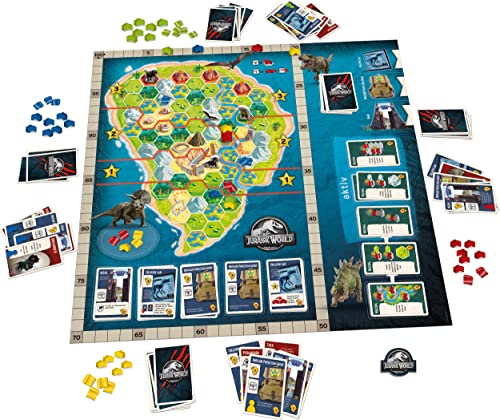 Schmidt Spiele- Dinosaurier, 49389 Jurassic World, Regreso a Isla Nubar, Deckbuilding y Juego de Mesa, Multicolor