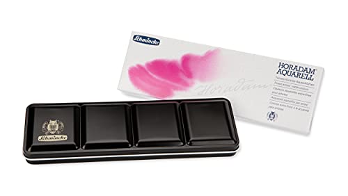 Schmincke - HORADAM® AQUARELL Caja de pinturas con 12 finas acuarelas, 74412097, caja metálica, juego de pinturas, 12 x 1/2 godets, espacio para 12 1/2 godets adicionales