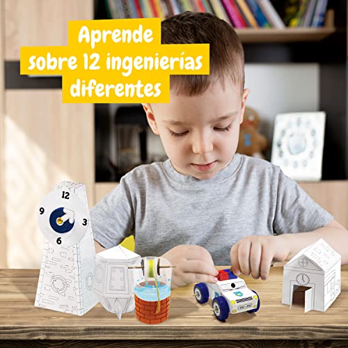 Science4you Mi Primer Kit de Ingeniería - Juguete de Construcciones y Manualidades para Niños - Construye tu Própria Ciudad - Juego Educativo con 12 Experimentos para Niños 4 5 6 Años