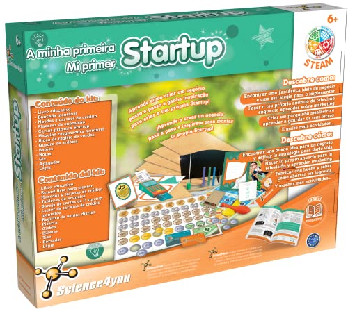 Science4you - Mi Primer Startup para Niños 6+ Años - Kit con 15 Experimentos y Atividades: Crea su Primer Negocio Emprendedor - Juegos Educativos para Niños +6 Años, Regalo Original para Niños y Niñas