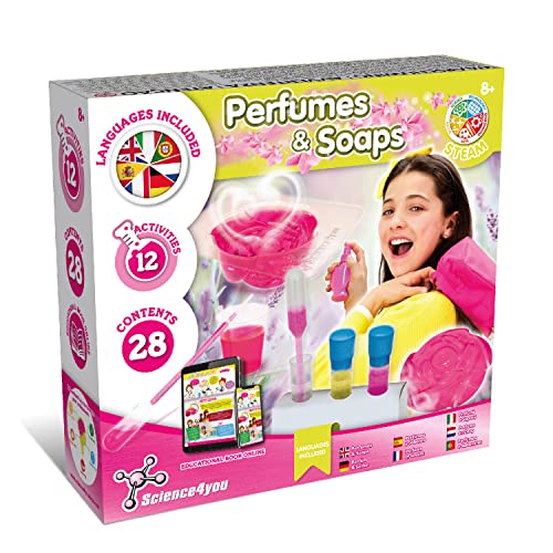 Science4you Perfumes & Jabones - Kit para Hacer Jabones y Crear Perfumes - Kit de Ciencia para Niños con 12 Experimentos - Manualidades y Juegos Educativos para Niños 7 8 9+ años