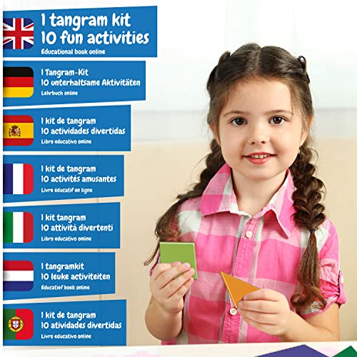 Science4you Tangram Infantil - Rompecabezas en Cartón para Niños - Caja con Puzzle Infantil y Material Montessori para Niños - Mini Puzzle Infantil con 10 Desafíos para Niños - Juguetes para Niños