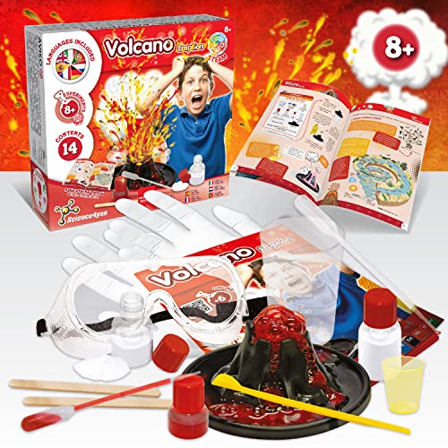 Science4you - Volcán en Erupción para Niños 8 Años - 8 Manualidades y Experimentos: Haz un Volcán, Juego de Volcanes para Niños - Juegos Educativos de Ciencias para Niños 8 Años, 80003500