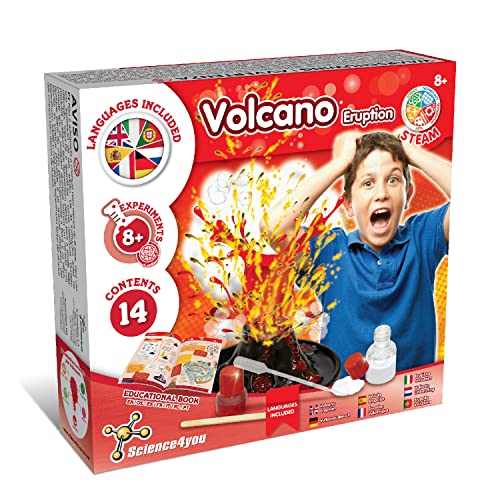 Science4you - Volcán en Erupción para Niños 8 Años - 8 Manualidades y Experimentos: Haz un Volcán, Juego de Volcanes para Niños - Juegos Educativos de Ciencias para Niños 8 Años, 80003500