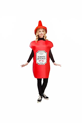 Seaehey Disfraz de tomate con botella de mostaza, disfraz de Halloween, cosplay, burrito, unisex, para desayuno, salsa de tomate, disfraz de perro caliente, carnaval de Halloween