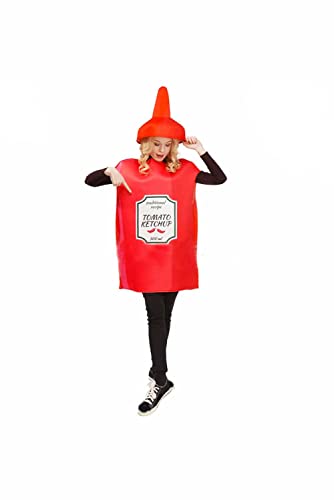 Seaehey Disfraz de tomate con botella de mostaza, disfraz de Halloween, cosplay, burrito, unisex, para desayuno, salsa de tomate, disfraz de perro caliente, carnaval de Halloween