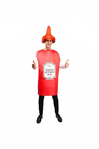 Seaehey Disfraz de tomate con botella de mostaza, disfraz de Halloween, cosplay, burrito, unisex, para desayuno, salsa de tomate, disfraz de perro caliente, carnaval de Halloween