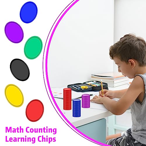 Seis Colores De Fichas De PóQuer De PláStico, Mini Consolas De Fichas De PóQuer, PequeñOs Mostradores De Aprendizaje, Tarjetas De Fichas En Blanco De Bingo Infantil Premian 1,18 Pulgadas (30 Mm) 300