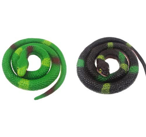 Serpientes de Goma, Selva Tropical Serpiente, Juguete Falso Serpiente, Serpiente de Simulación de Goma, Serpientes Falsas de Jardín, 2 Piezas Regalo Interesante Juguete