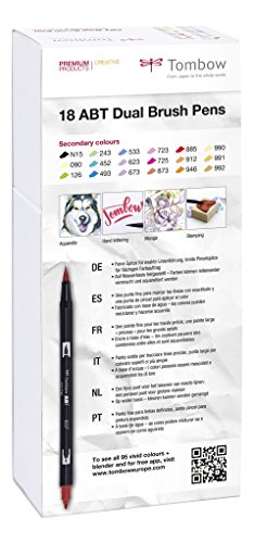 Set De 18 Rotuladores Dual Brush Colores Secundarios Tombow