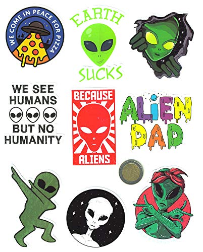 SET PRODUCTS Top Pegatinas ! Juego de 50 Pegatinas de Extraterrestre Alien Vinilos - No Vulgares - Divertido - Personalización Portátil, Auto, Moto, Laptop, Pc