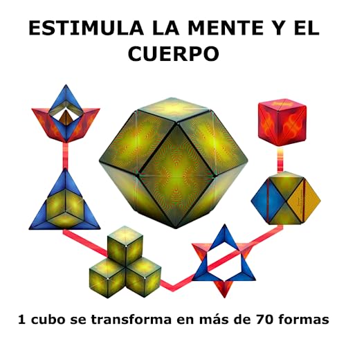 Shashibo Rompecabezas para Niños - Premiado Cubo Magnético Patentado con 36 Imanes de Tierras Raras-Asombroso Rompecabezas 3D–Juguete para Adultos Cubo Shashibo con más de 70 Formas (Optical Illusion)