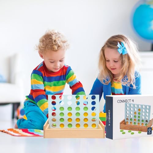 shenrongtong Juego De Madera 4 En, Juego De Estrategia Clásico, 2 Jugadores, Conecta 4 del Mismo Color En, Juego De Mesa Educativo para Niños, Familia