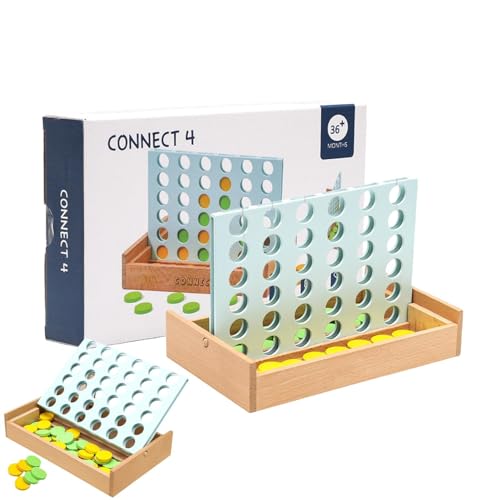 shenrongtong Juego De Madera 4 En, Juego De Estrategia Clásico, 2 Jugadores, Conecta 4 del Mismo Color En, Juego De Mesa Educativo para Niños, Familia