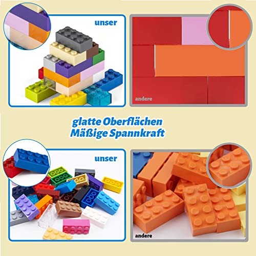 shineFinder Classic Building Bricks 420 Piezas, 2 x 4, con Caja de Piedra, Compatible con Todas Las Grandes Marcas y Ladrillos clásicos de Lego (Negro)