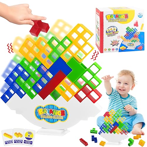 Shinybox Bloques de Tetris, 48 Block Tetris Tower Balance, Juguetes de Montessori, Juegos Apilables para Niños, Balancing Blocks Juegos de Mesa Apilamiento Juguete Divertido para Niños