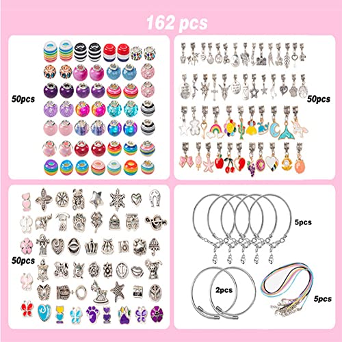 SHJOEE 162PCS Kit para Hacer Pulseras para Niñas de 5-13 años, Juego de Abalorios, Juguetes de Manualidades DIY, Regalos para Año Nuevo, Cumpleaños, Navidad