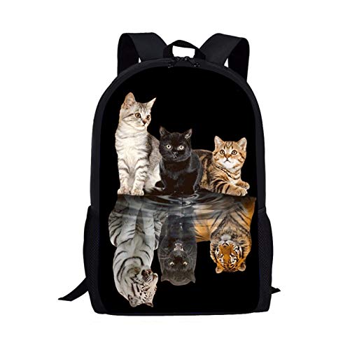 Showudesigns Mochila de la escuela de los niños animales de la impresión linda con el bolsillo, Gatito Tigre, Talla única, Juego de equipaje