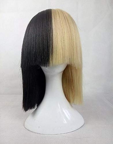 Sia Alive This Is Acting Half Black And Half Light Blonde Covers Her Eyes And Nose Heat Resistant Hair Cosplay Costume Wig Wig Only