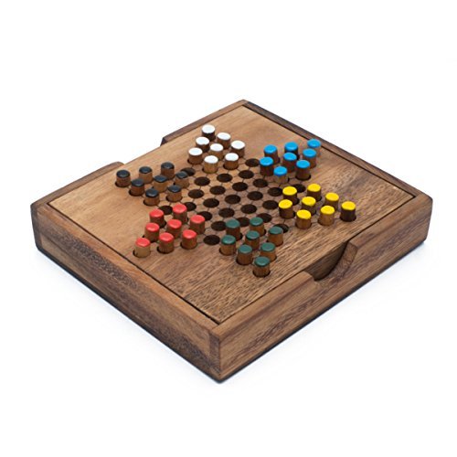 SiamMandalay Tabla de Madera de Chinese Checkers: Hecha a Mano y orgánica, Juego de Madera Tradicional a Juego para Adultos con Caja de Regalo SM (en la Imagen)…