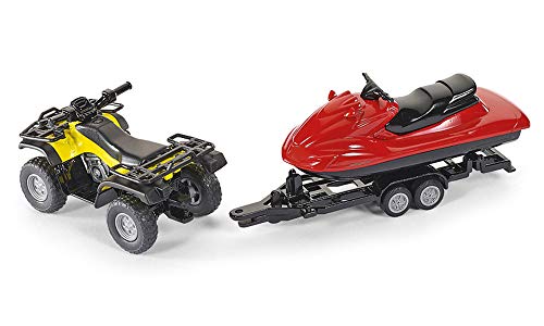 siku 2314 Quad con remolque y moto de agua, Remolque desmontable, Moto de agua flotante, 1:50, Metal/Plástico, Amarillo/Rojo