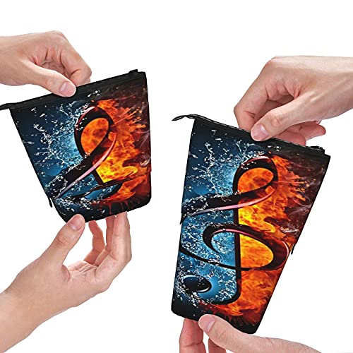 Símbolos de música moderna de hielo y fuego Estuche para lápices Estuche para papelería de pie Estuche para bolígrafo telescópico Organizador Estuche para cosméticos Estuche para maquillaje