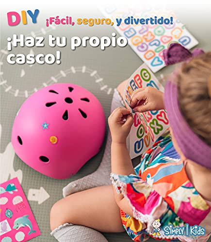 Simply Kids Casco Bicicleta Niño con Pegatinas DIY I Casco Bici Certificado CPSC y CE con Adjustador para Patinete Skateboard Skate Bicicleta Scooter Moto I Casco Niño 2 años Niña Bebe