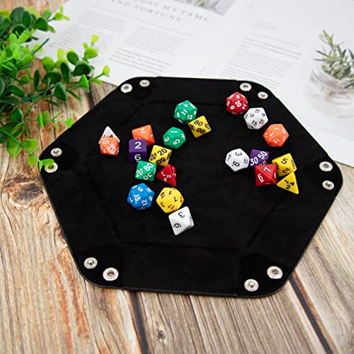 SIQUK 2 Piezas Bandeja Dados Tablero de Dados, Cuero PU y Terciopelo Tablero Dados Plegable para DND RPG Juegos de Mesa (Lila, Negro)