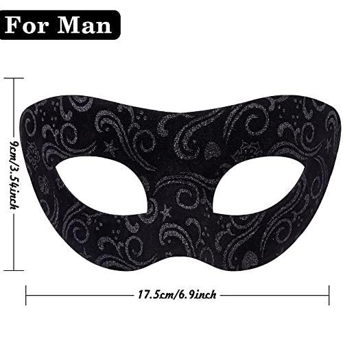 SIQUK 2 Piezas Máscara Veneciana Parejas Máscara Mascarada Media Cara Máscara para Mujer Hombre Halloween Carnaval, Negro