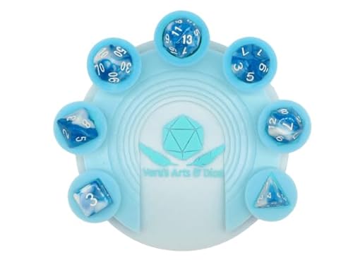 Sky River - Polyset Dice | Polydice | Blue White Pearlescent Marble and White | Dice Set of 7 Pieces| D&D and RPGs | Plastic Dice Set | Polyhedral Dice Set | DND / D&D / Dungeons and Dragons