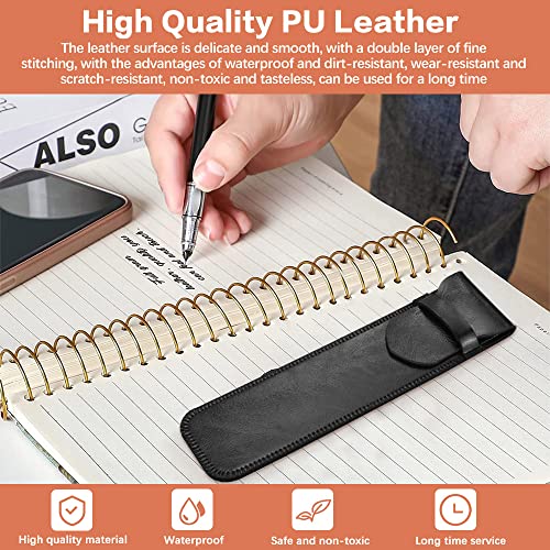 skytowards 2 PCS Estuche Protector de Cuero PU para Bolígrafos Retro Funda, Lápiz Óptico (Marrón y Negro)