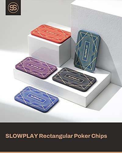 SLOWPLAY Placas rectangulares de fichas de póquer en Morado, Paquete de 10 Piezas, Placas Profesionales de Estilo Europeo sin denominación, Compuesto de cerámica de 34 Gramos