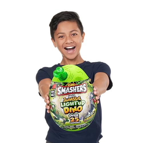 Smashers Mega Jurassic Light Up Dino Egg de ZURU, T-Rex, Huevo Coleccionable con más de 25 sorpresas, volcán, Juguete fósil, Juguetes de Dinosaurio, Juguete T-Rex para niños y niños, (T-Rex)