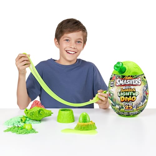 Smashers Mega Jurassic Light Up Dino Egg de ZURU, T-Rex, Huevo Coleccionable con más de 25 sorpresas, volcán, Juguete fósil, Juguetes de Dinosaurio, Juguete T-Rex para niños y niños, (T-Rex)