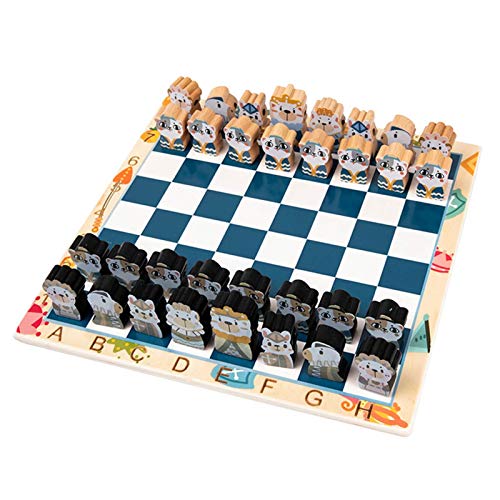 smashing Cartoon Chess ajedrez Madera - Divertidos Juguetes con cordón para niños,Tablero ajedrez Juguetes educativos Aprendizaje para niños y Adultos