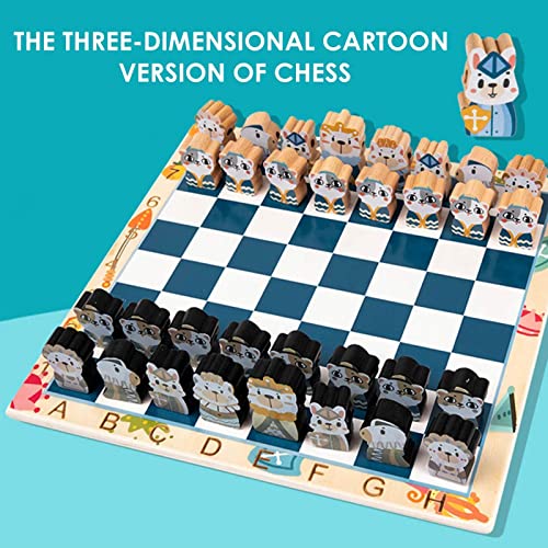 smashing Cartoon Chess ajedrez Madera - Divertidos Juguetes con cordón para niños,Tablero ajedrez Juguetes educativos Aprendizaje para niños y Adultos