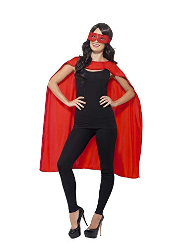 Smiffy's-41580 Superhero Accessory Kit Capa, con Antifaz, Color Rojo, M (41580)